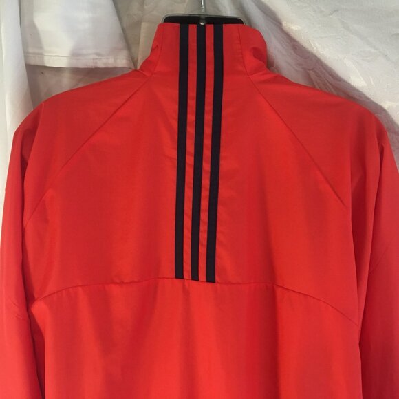 Adidas Jacket Mens Large Navy Orange Windbreaker Full Zip Logo Windbreaker - Picture 10 of 15